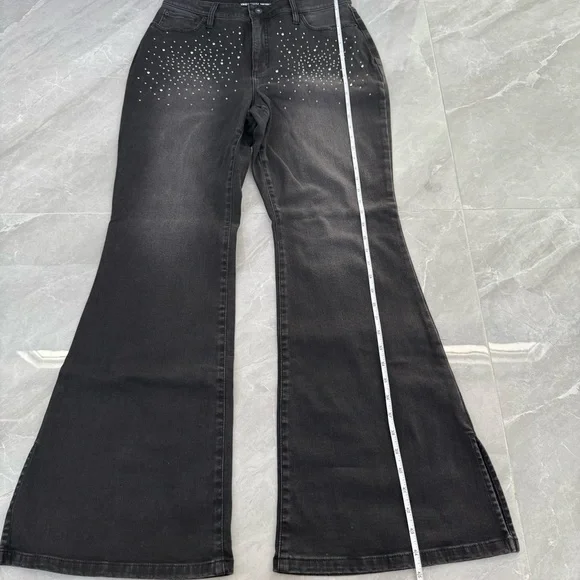 NWOT Women’s INC Denim High-Rise Rhinestone Studded Flare Jeans Plus Size 14 - Picture 16 of 16